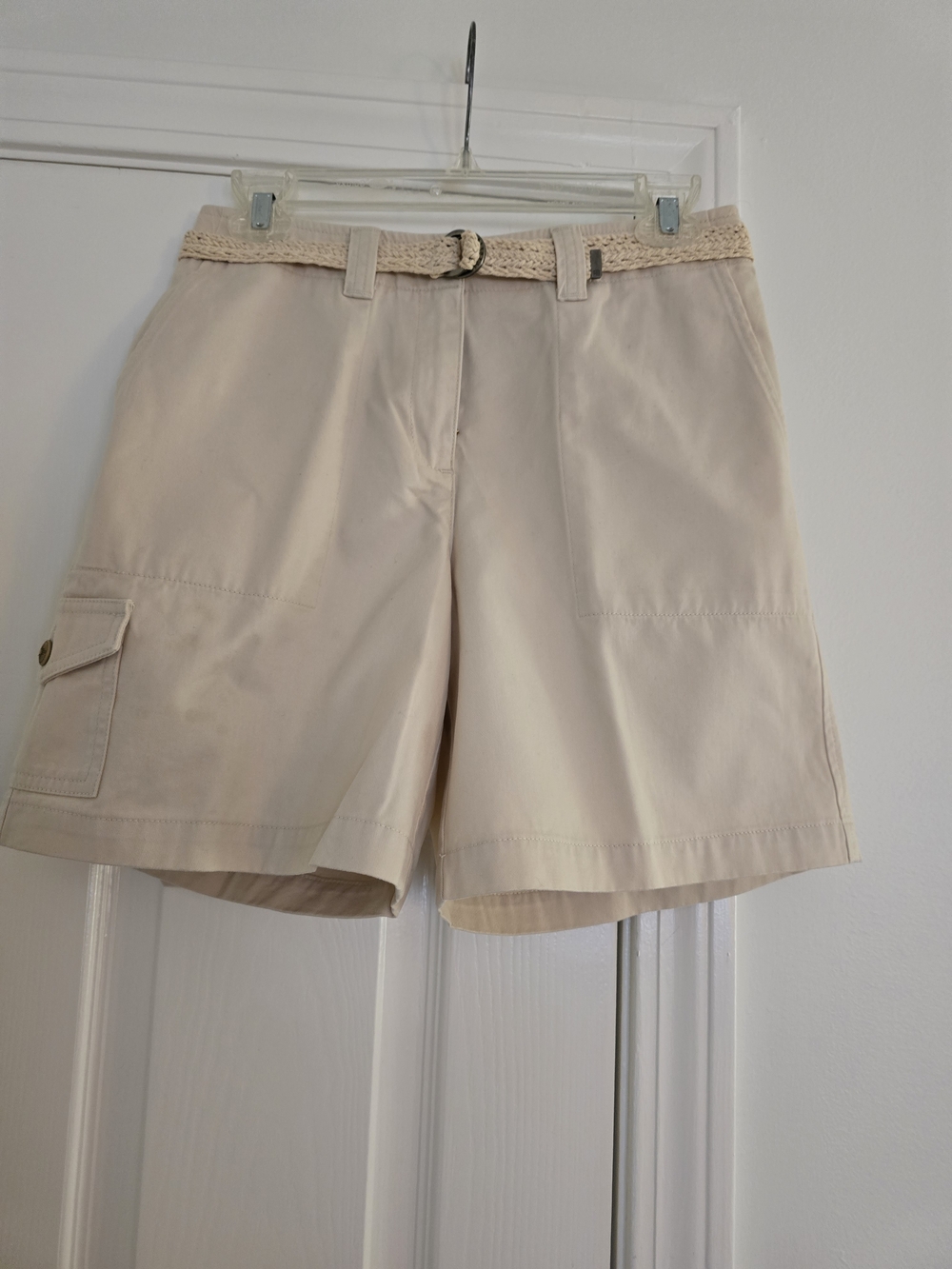 Lauren Ralph Lauren Cream Cargo Bermuda Shorts with Woven Belt Sz. (4)
